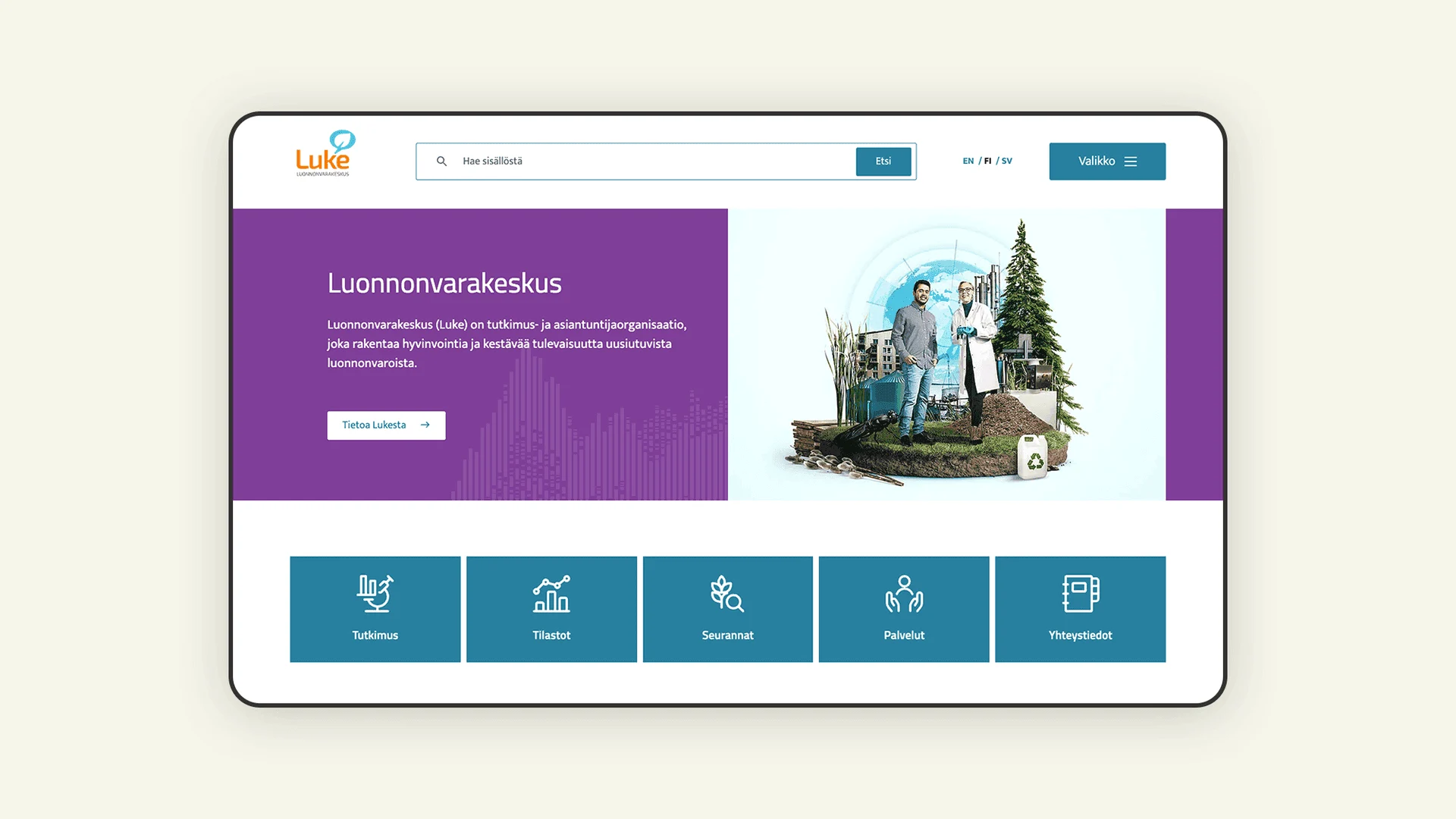 Desktop screenshot of Luke.fi website